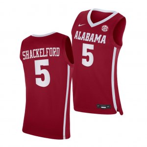 Men's Alabama Crimson Tide #5 Jaden Shackelford Red 2021-22 NCAA College Basketball Jersey 2403HJBU1